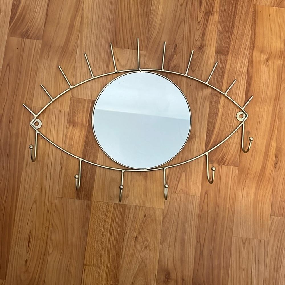 Gold Eye Shaped Mirror and Hook rack